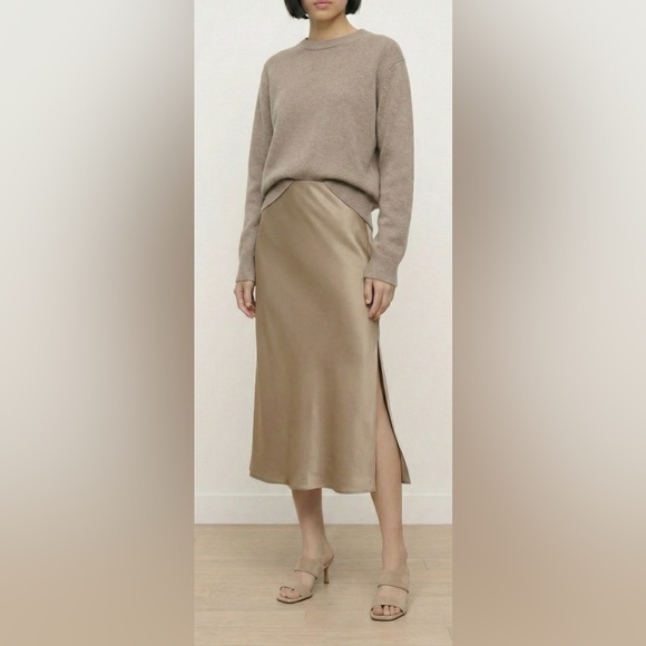Theory Dresses & Skirts - Theory Satin Midi Skirt with Ribbed Waistbad
